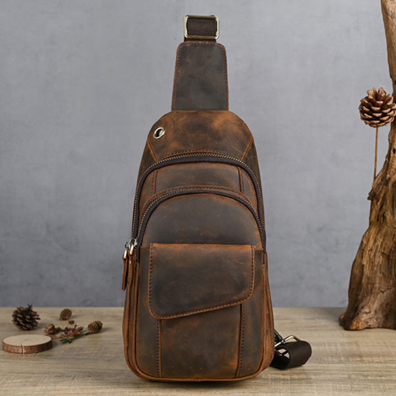 Leather Backpack Vintage - Дизайнерская роскошная многофункциональная мужская нагрудная сумка