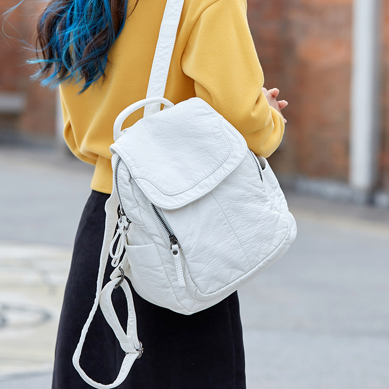 Fashion Backpack Women - Женский рюкзак, белый рюкзак из промытой