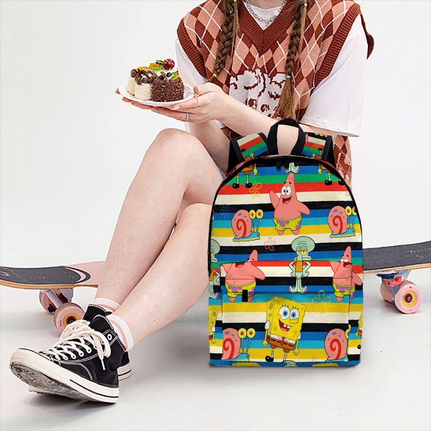 School Backpack Teen - Рюкзак с полосатым принтом «Губка Боб