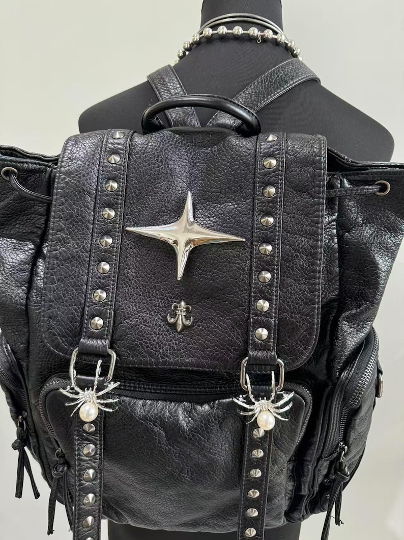 Готическая панк-сумка из искус – обзор и цена Leather Backpack Vintage