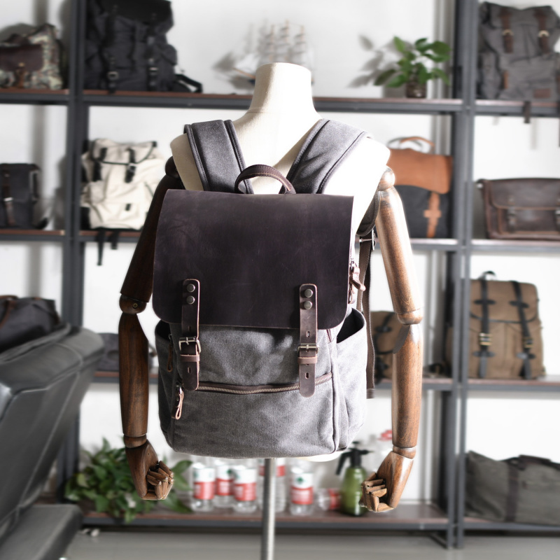 Ретро-рюкзак для мужчин, двойн – обзор и цена Canvas Backpack Casual